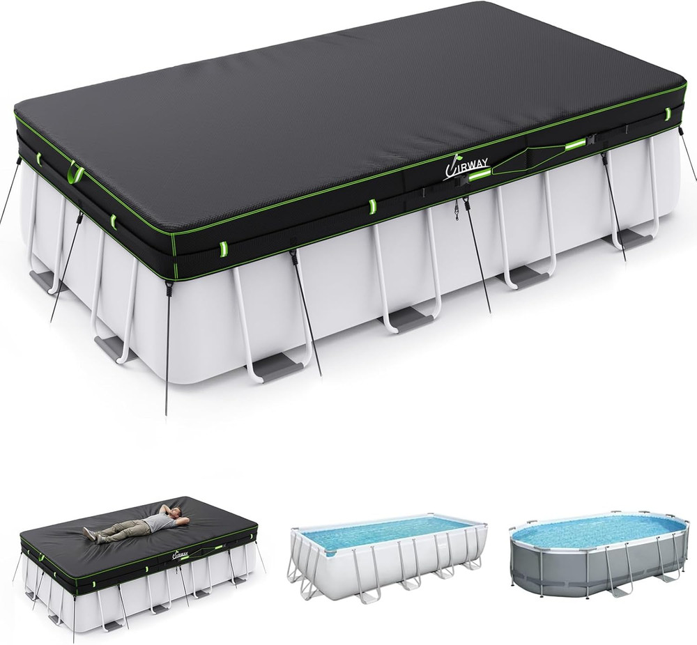 500D Pool Cover 7X10Ft Rectangular [2026 Upgraded Heavy Duty Fabric] Solar Pool
