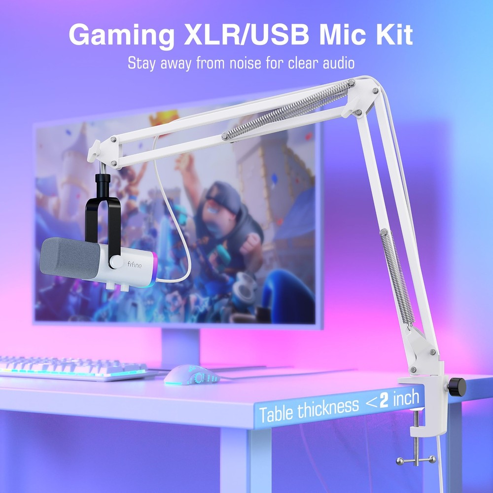 Gaming XLR/USB Microphone Kit Streaming Dynamic Mic Set for PC Computer Mic for