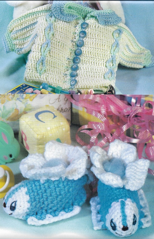 Baby's Sweater & Helicopter Booties crochet pattern instructions
