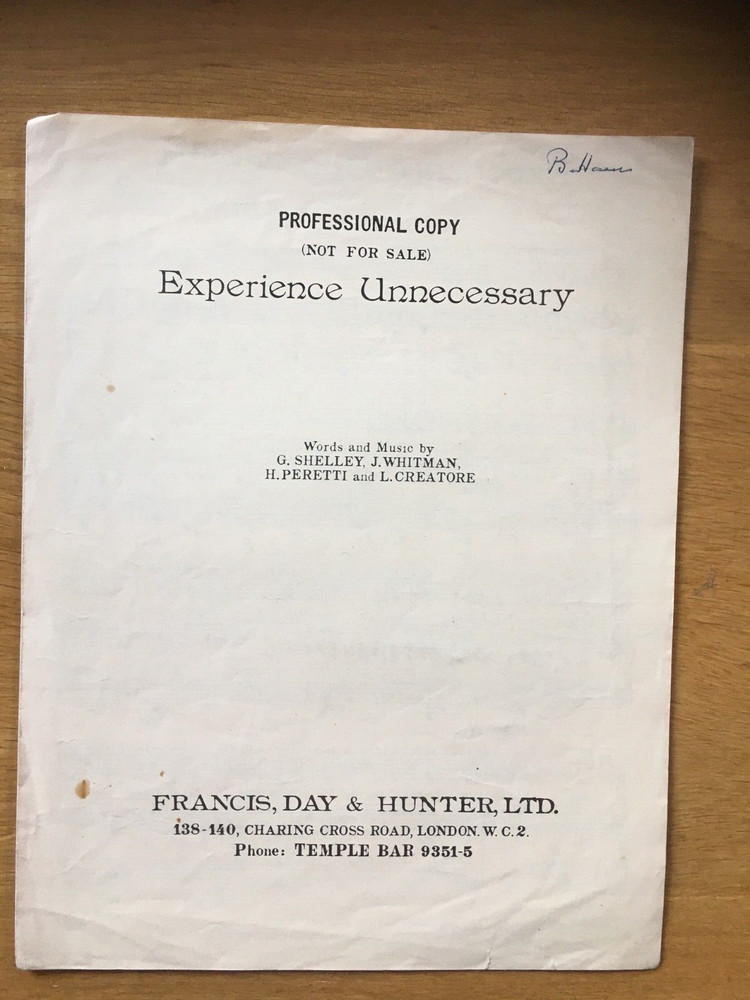 Experience Unnecessary (professional copy) sheet music