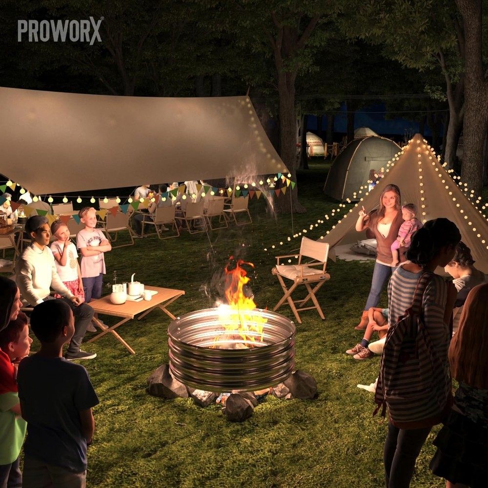 60 Inch Outdoor Fire Pit Ring, Round Galvanized Portable for 5FT