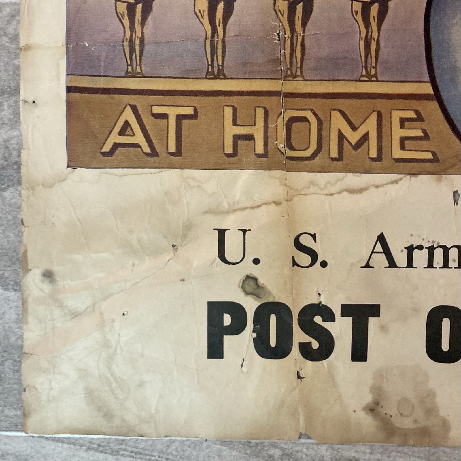 ORIGINAL WW2 UNITED STATES ARMY POSTER AT HOME ABROAD TOM WOODBURN 38”x28 #1