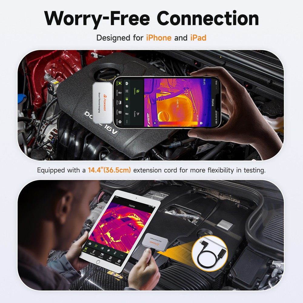 FOXWELL RT100 Thermal Imaging Camera for iOS (iPhone & iPad) High IR Resolution