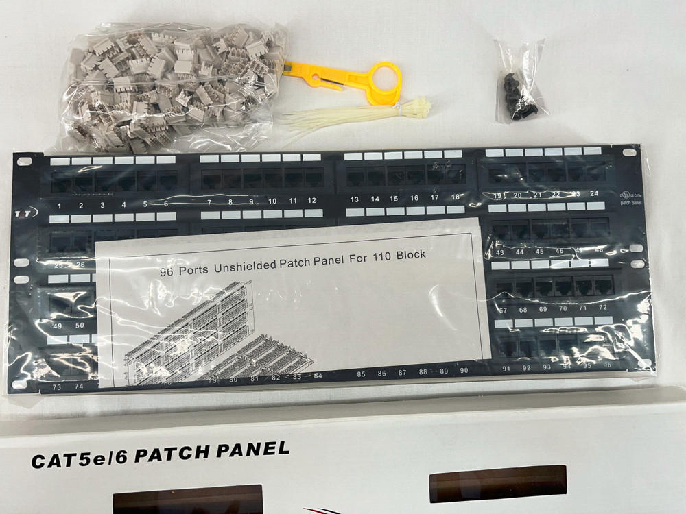 Patch Panel UTP 96 Port Ethernet Network CAT5e RJ45 110 - Removable Jack Modules