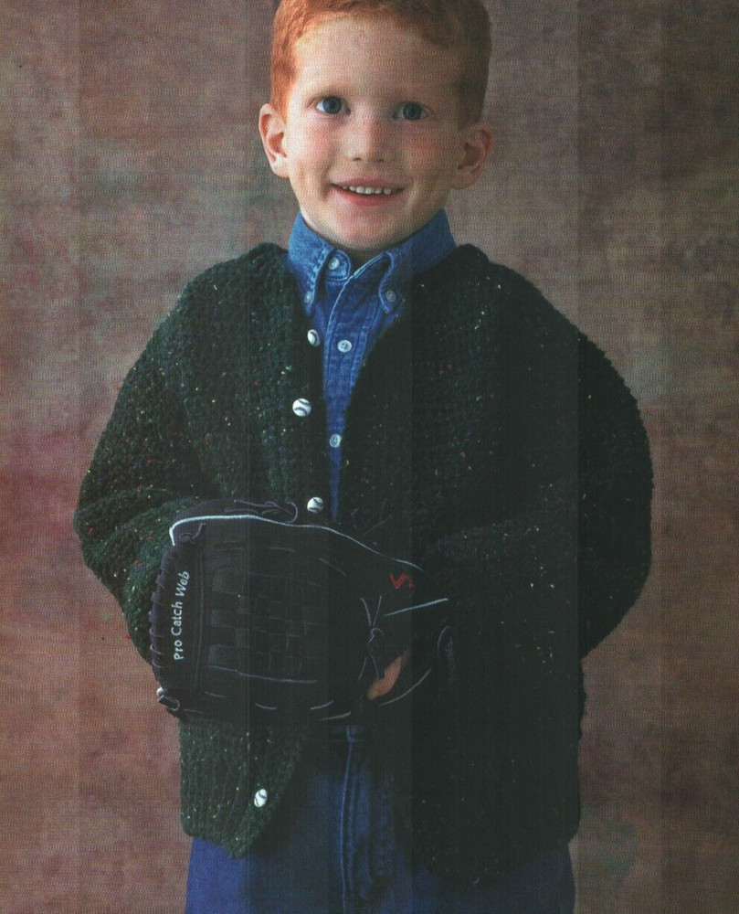 SNIPS 'N' SPICE SWEATER 3 CHILD SIZES CROCHET PATTERN INSTRUCTIONS