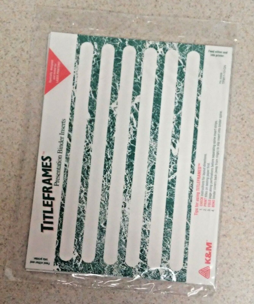 6 Pack - TitleFrames Presentation Binder Inserts (Green Marble) Fits 1" Binders