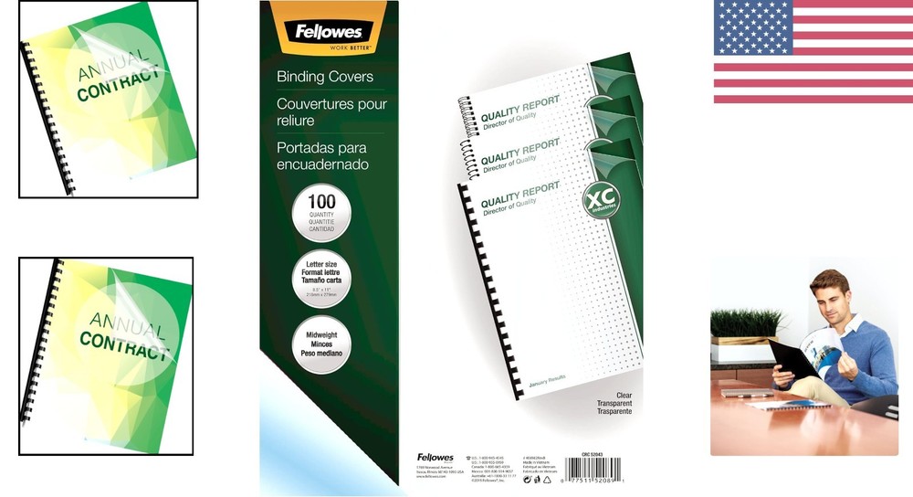 Durable 8mil Clear Binding Covers, 100 Pack, Perfect for Presentations & Reports
