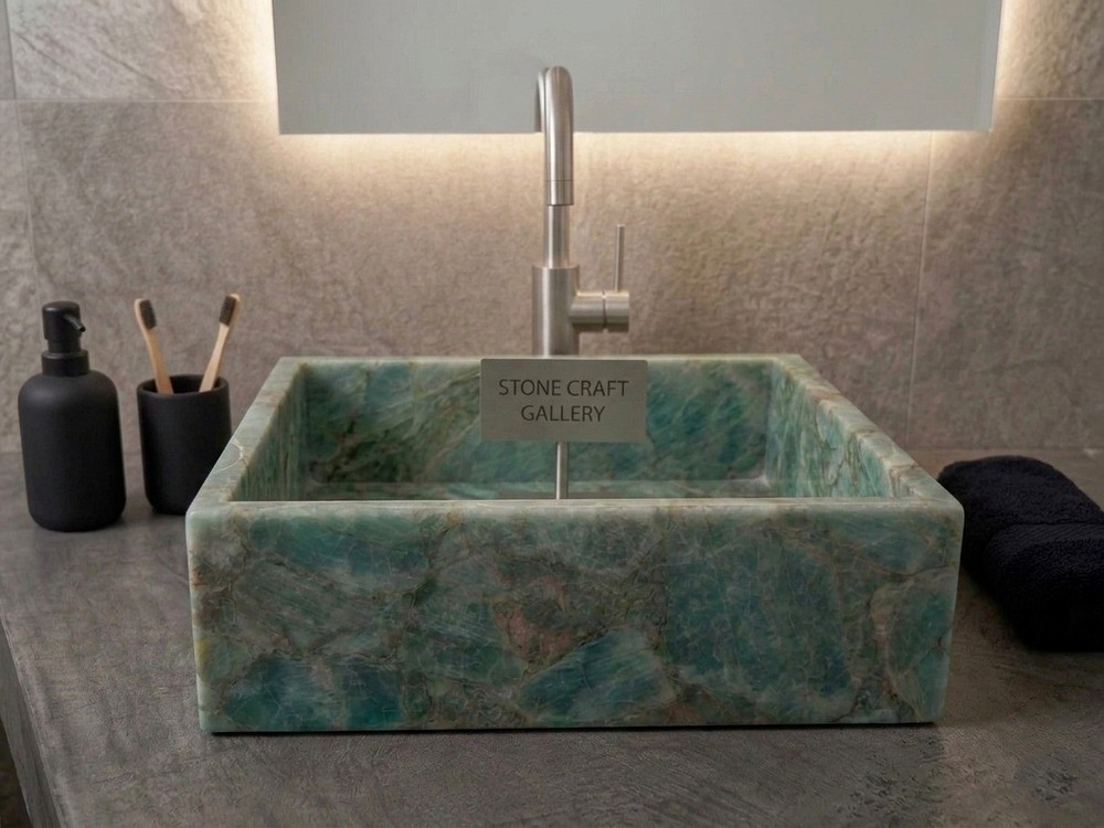 18" White Amazonite Sink / wash basin Handmade Home Decor