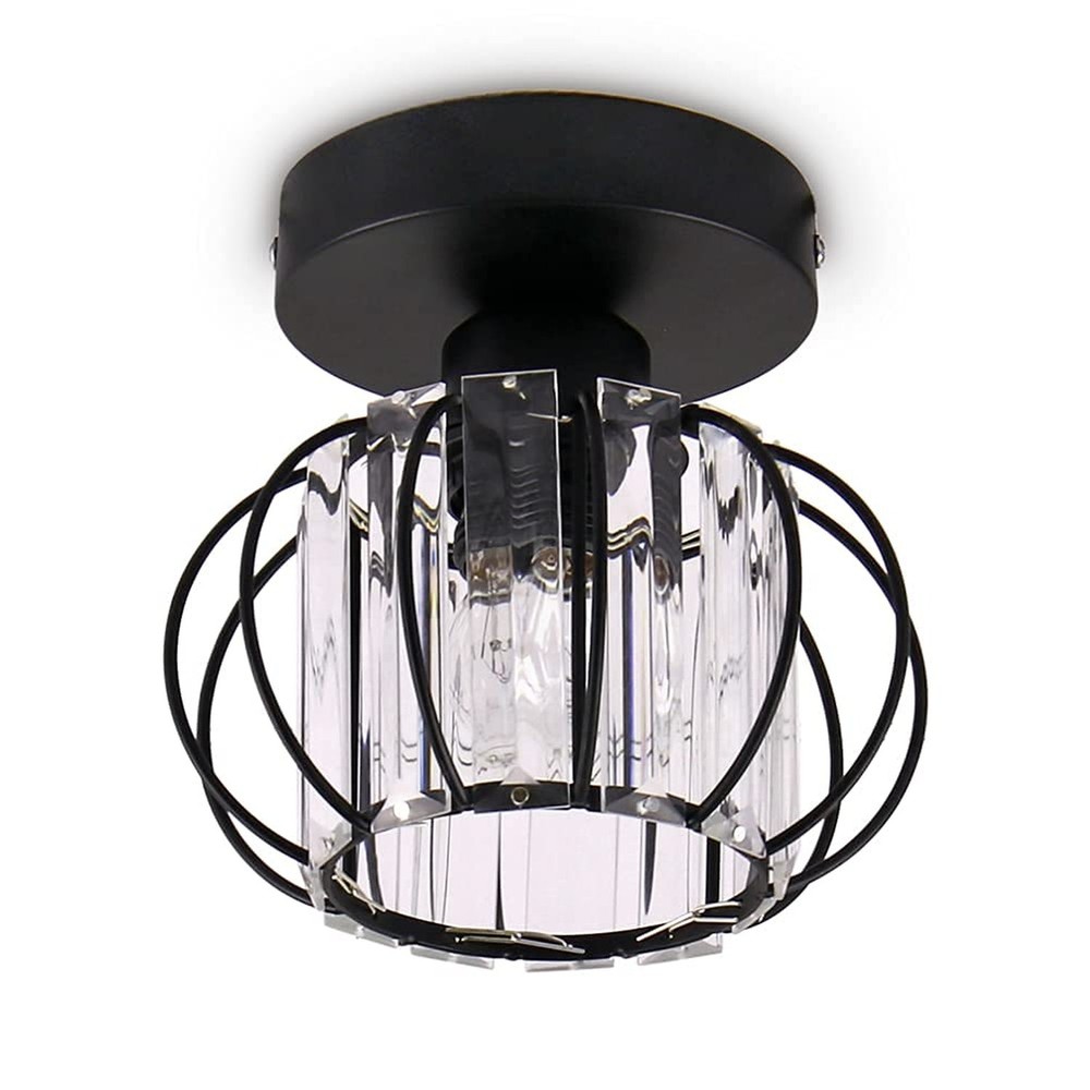 FRIXCHUR Black Modern Semi Flush Mount Ceiling Light Fixture Ceiling Light Sh...