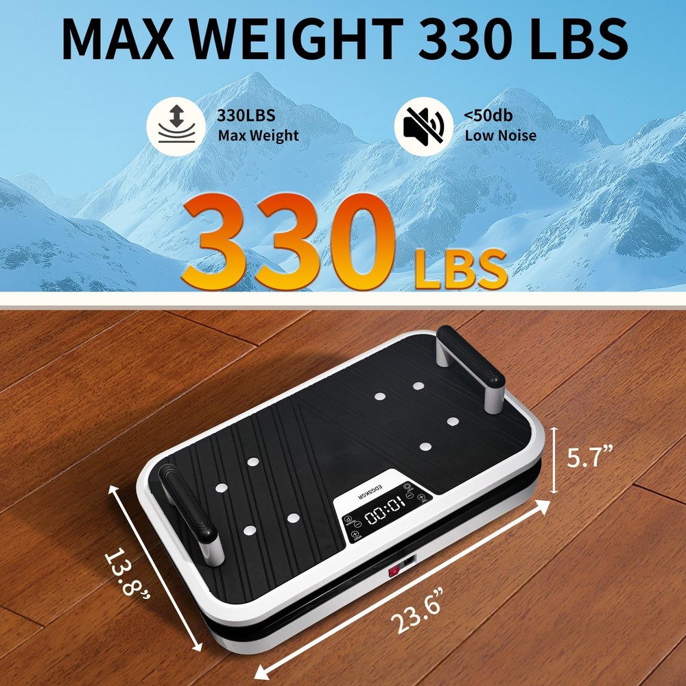 Vibration Plate Exercise Machine with Pushup Handle & Bluetooth, Full-Body Vi...