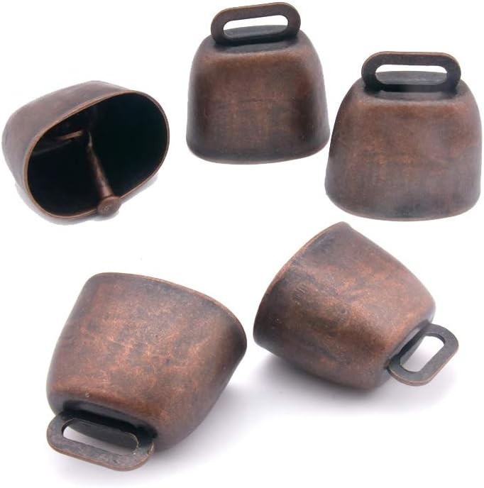 5 Pack Grazing Copper Bells, Metal Cow Bells for Dogs, Animal Copper Loud Bronze