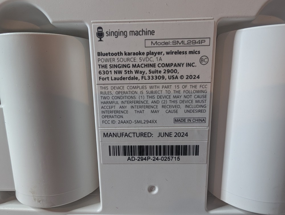 Singing Machine SML294P Bluetooth Karaoke System - 2 Wireless Mics - LED Lights