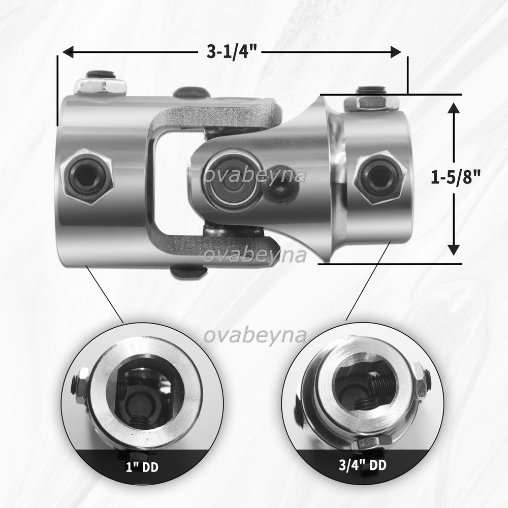 1" DD X 3/4" DD Chrome Steering Universal Joint Single U Joint Shaft