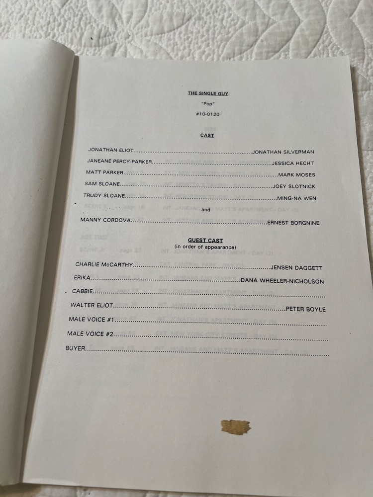 The Single Guy , "Pop" Script Screenplay Written By Andrew Gottlieb Table 1996