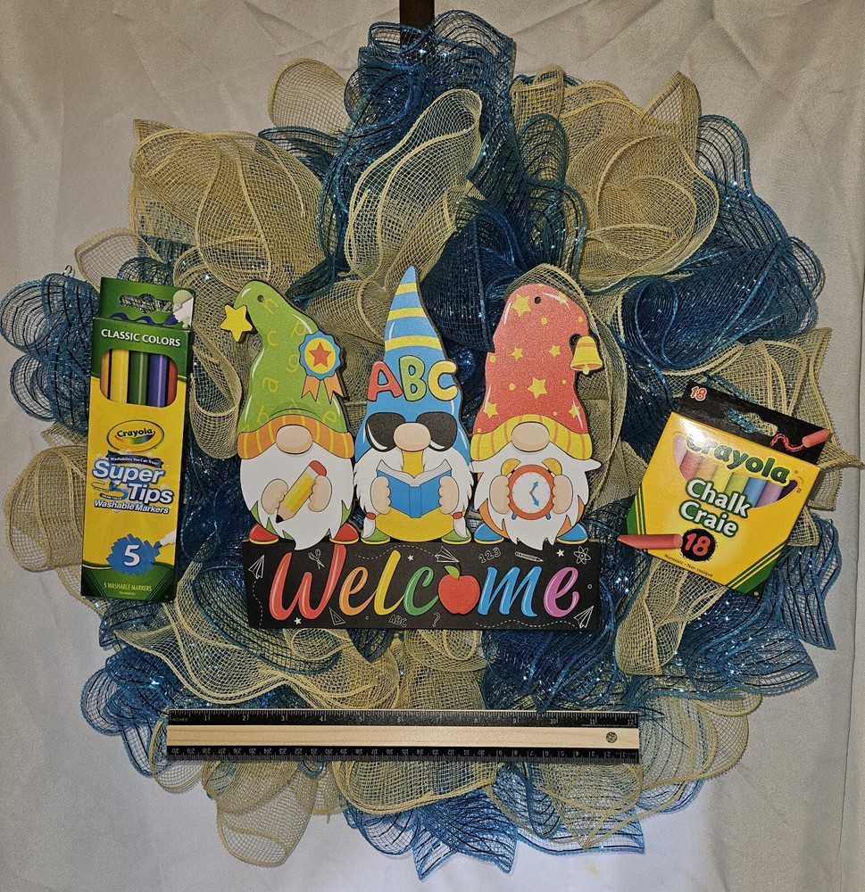 Gnome Welcome School Wreath