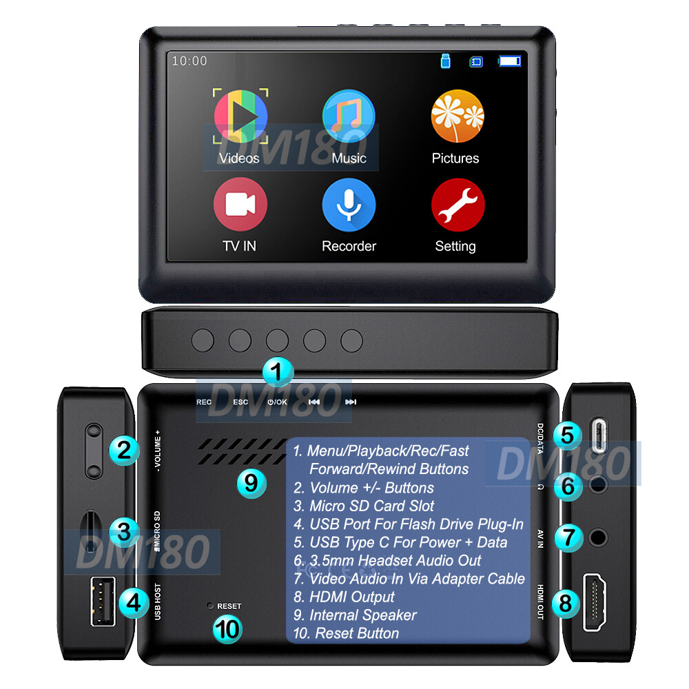 MP4 Video Recorder Player MP3 Audio Recorder Player 4.3" Screen Out