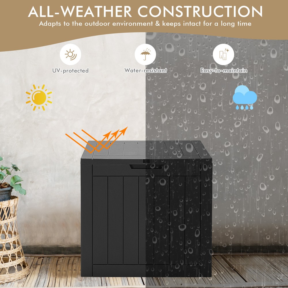 30 Gallon Deck Box Storage Container Seating Tools Organization Deliveries Black