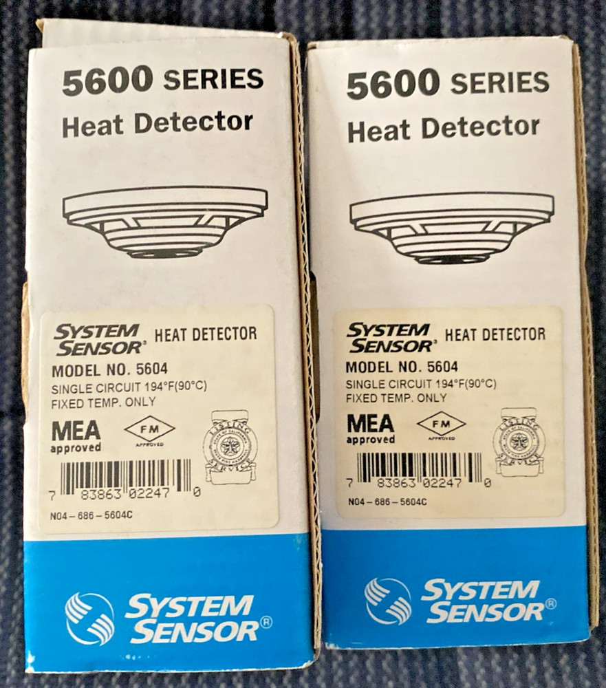 Two System Sensor 5604 - Heat Detectors 194 DEG FIXED TEMP. NEW