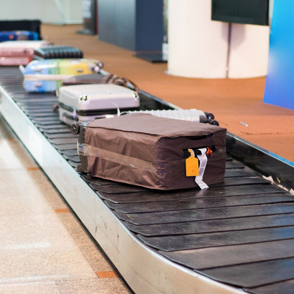 Suitcase Tags, Grey Leather Tags with Private Protection, 1 Pcs
