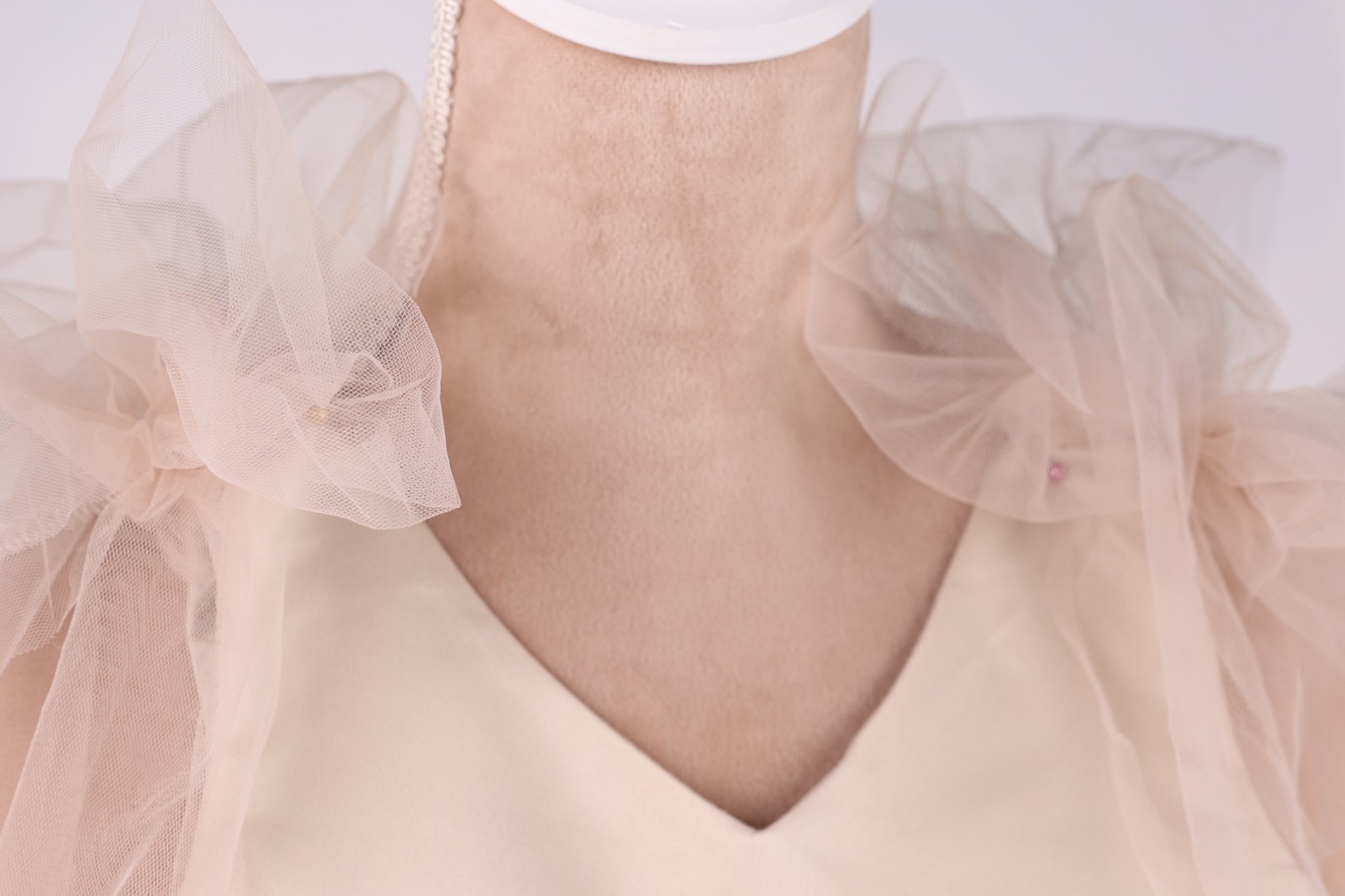 New Beige (Nude) Satin & Tulle Flower Girl Dress w/ Removable Tulle Train 3T-4T