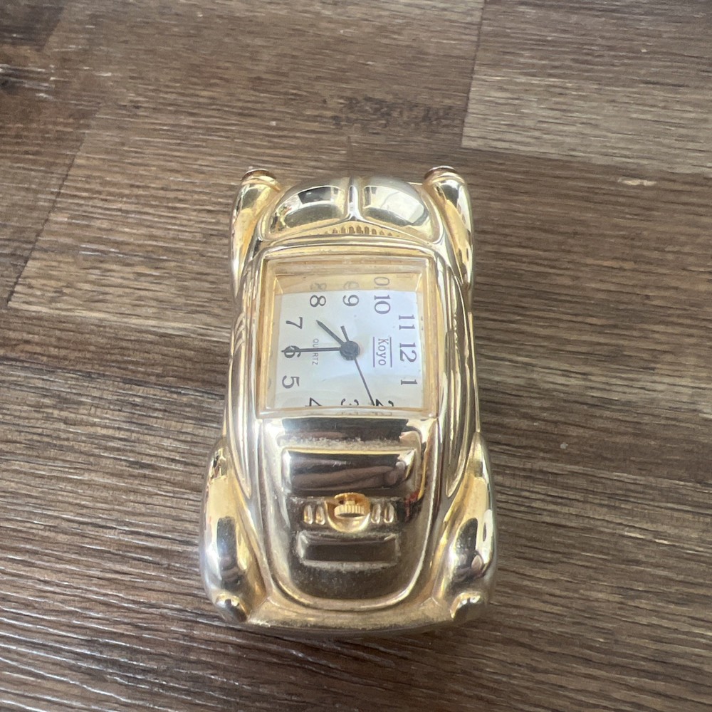 Miniature Clock, VW Beetle. Gold Tone.