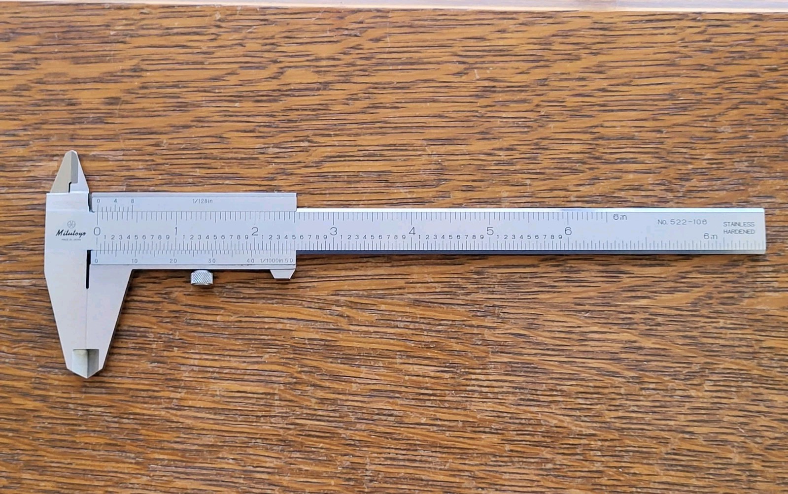 Mitutoyo 522-106 Vernier Caliper 6" Hardened Stainless w/Case Made in Japan