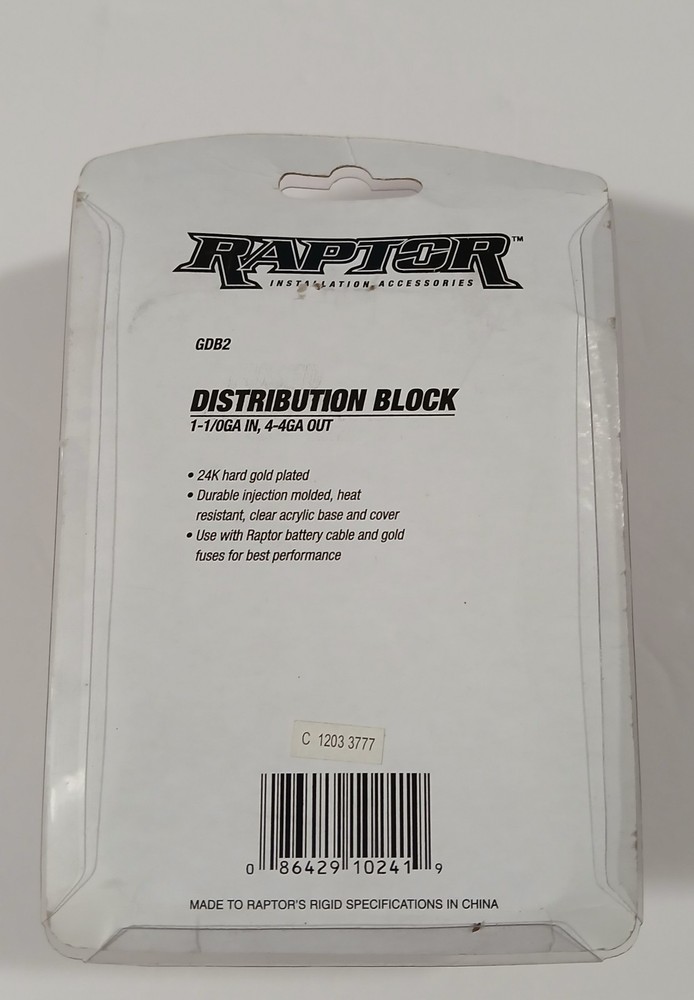 Raptor GDB2, 12VDC Power Distribution Block *NEW OPEN PACKAGE*