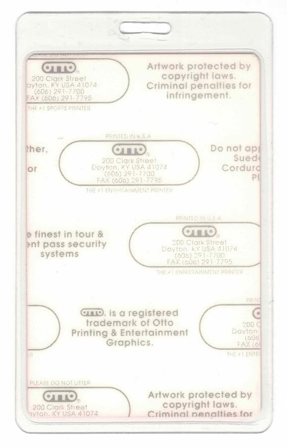 Ozzy Monsters Of Rock San Paulo Sept. 2, 1995. Laminate Backstage Pass. OTTO