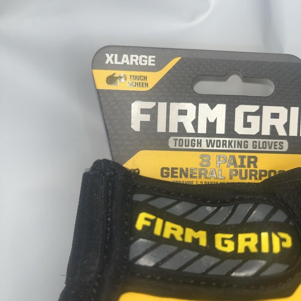 Firm Grip Tough Working Gloves, Touch Screech, 3-Pair Pack, X-Large