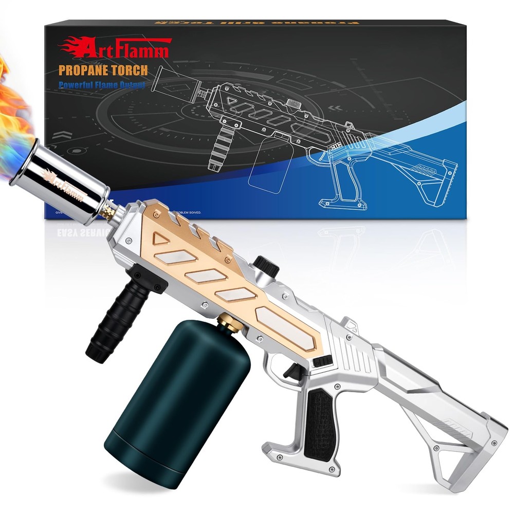 ARTFLAMM Powerful Propane Torch Gun, Kitchen Grill with Gold and Silver
