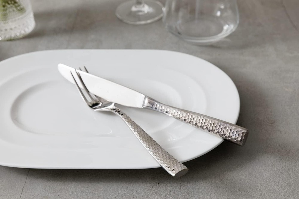 Lucca Flatware Set, 20-Piece, Faceted Stainless