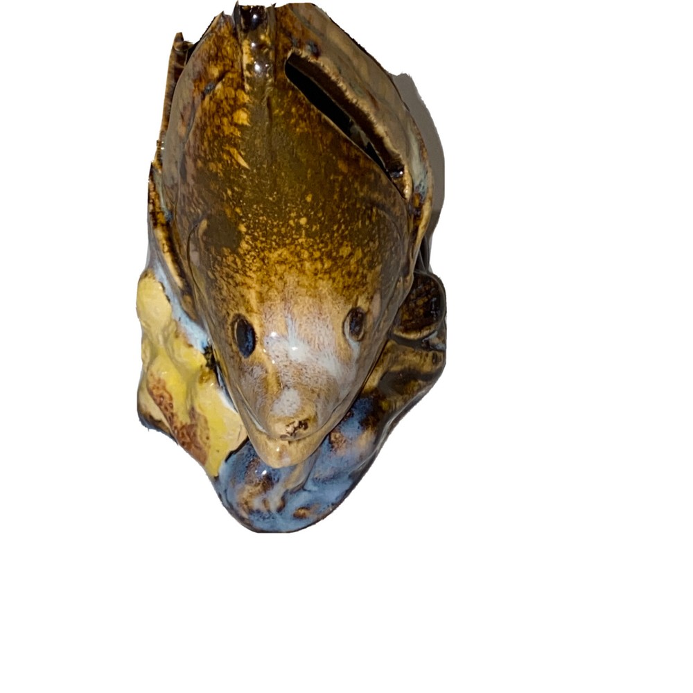Glazed Pottery Fish Luminary Tea Light 7”L x 6”H