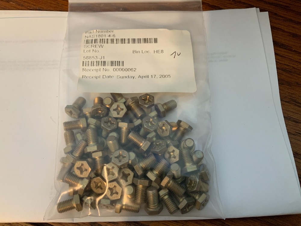 (70) NAS1801-4-6 Hex Head Philips Bolt 1/4”   13/16 Length
