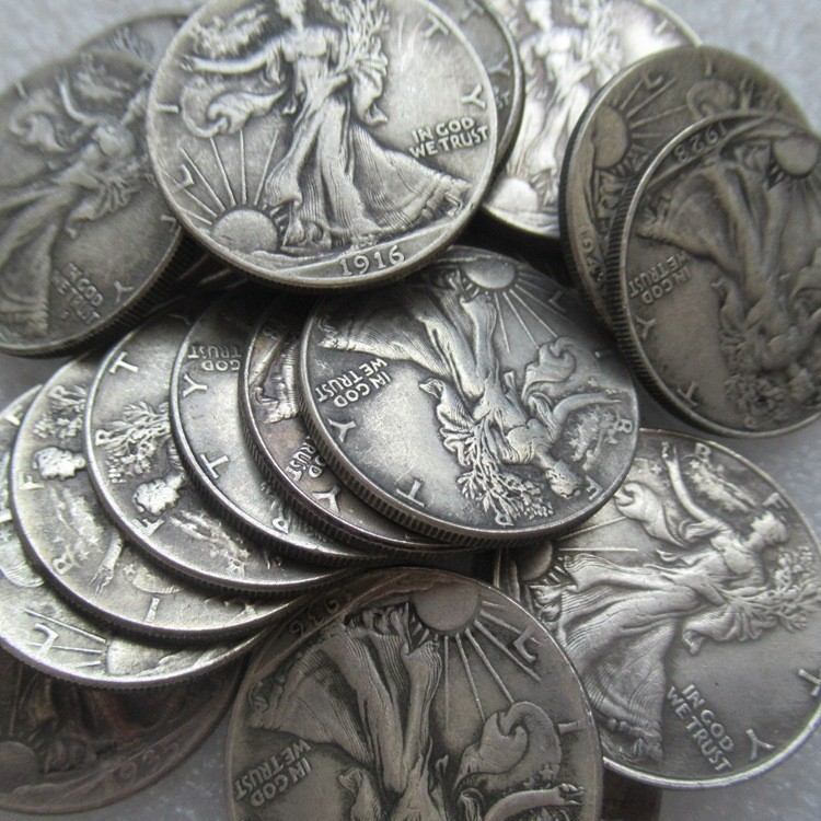 Bulk Lot of 4 1916-1921-S Half Dollar Walking Statue of Liberty Silver Coin
