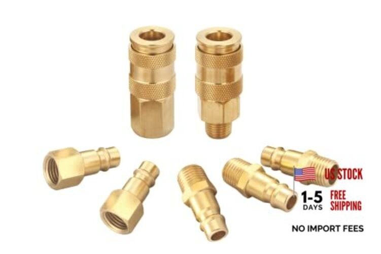 Pro High Flow Coupler and Plug Kit (), V Style, 1/4 Inch NPT, Solid 7 Piece