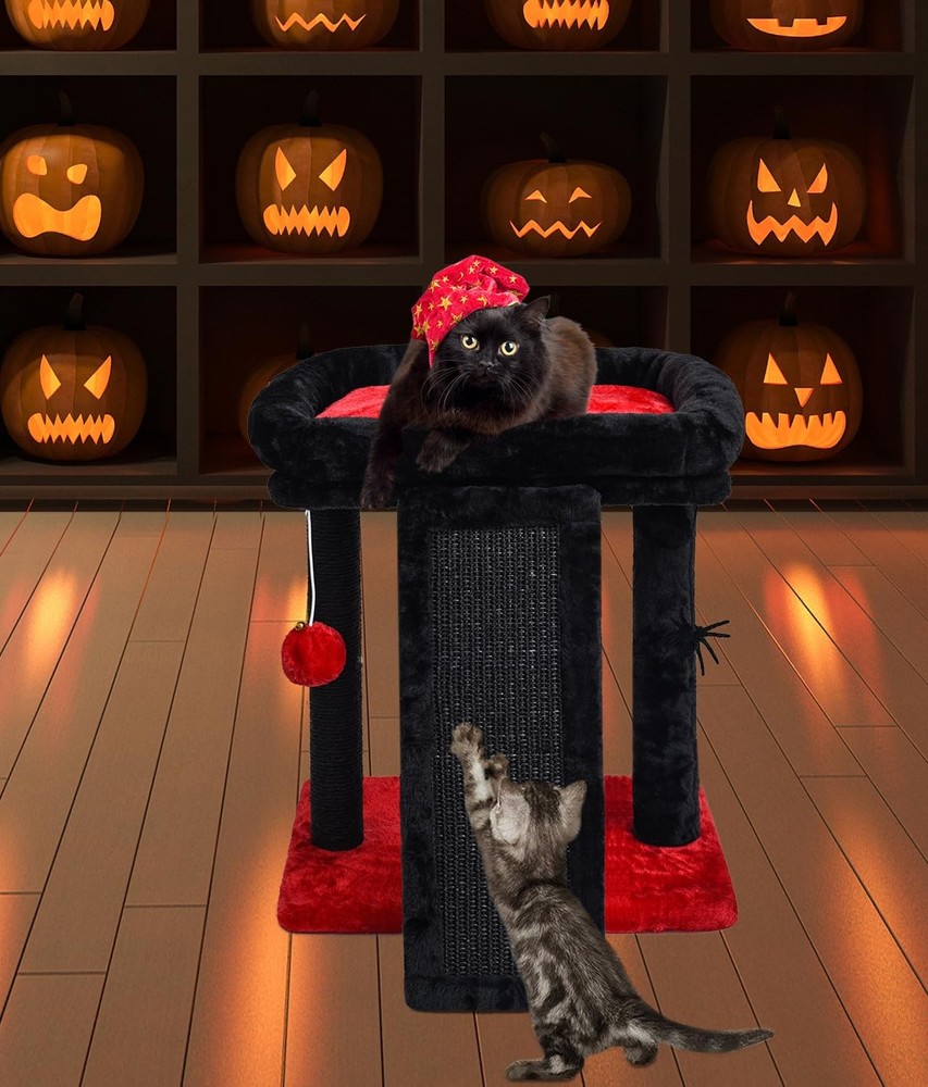 Small Gothic Cat Tree For Indoor Cats Scratching Board With Perch Cat Post