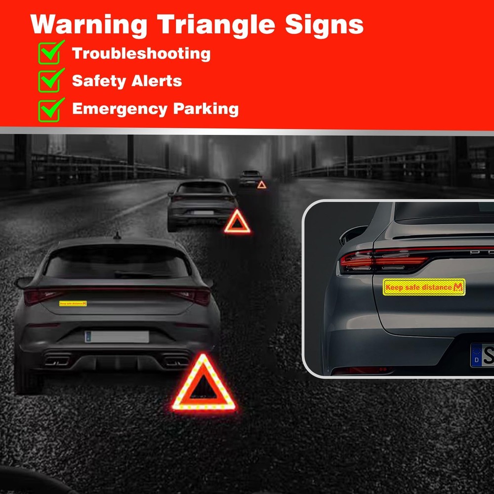 Warning Triangle Vehicle Warning Triangle Car Packed Foldable Car Breakdown Triangle Car Accessories...
