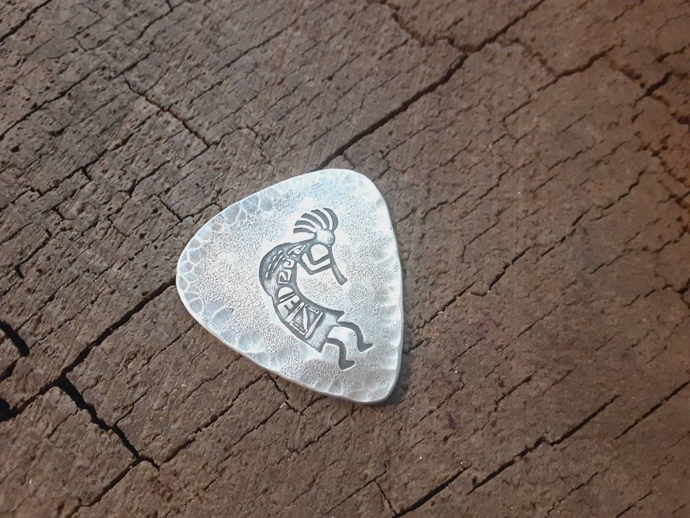 Sterling silver guitar pick with kokopelli - playable