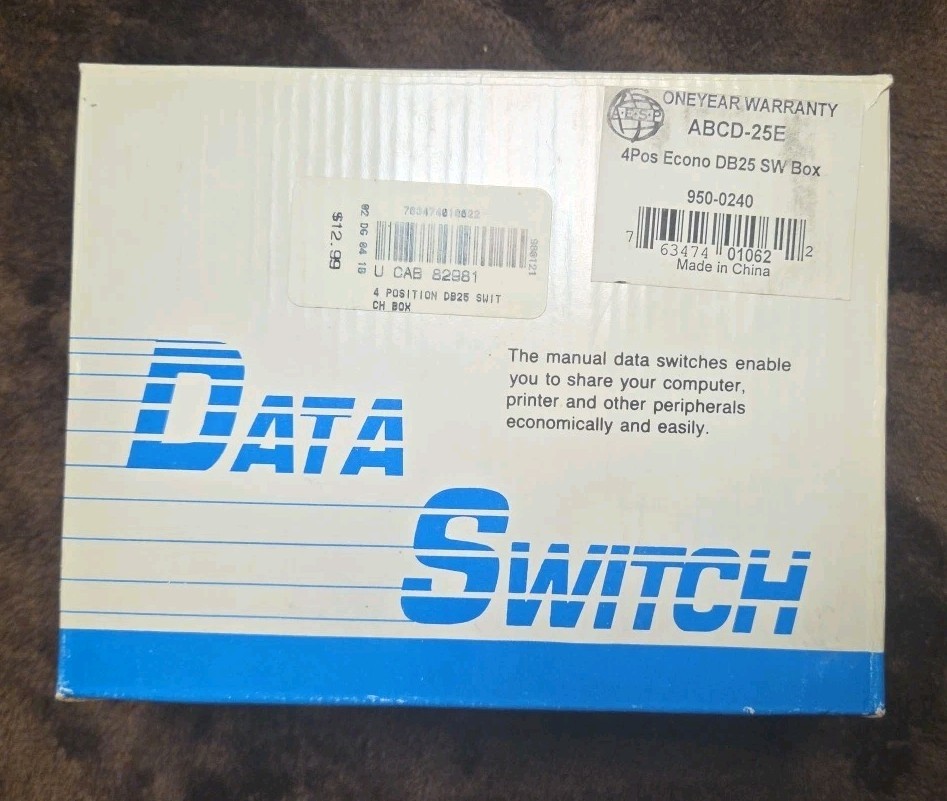AESP NEW Data Transfer A-B-C-D Switch Box SEL & PRL Printer DB25-4