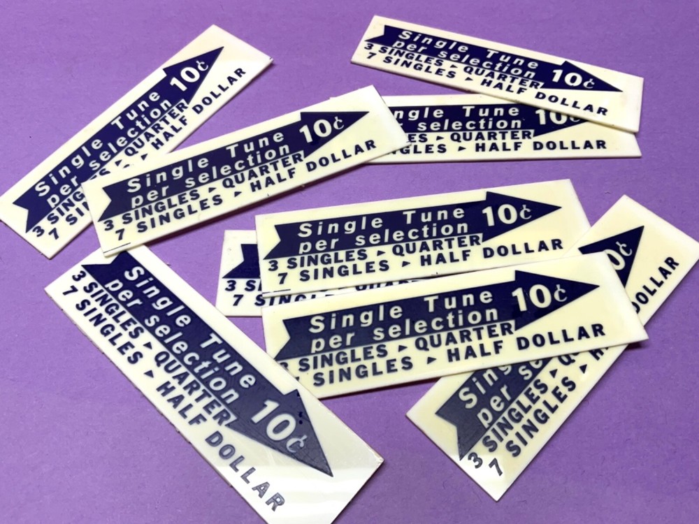9 Seeburg V200 Jukebox 10 Cent EP Selection Program Drum Pricing Window Inserts