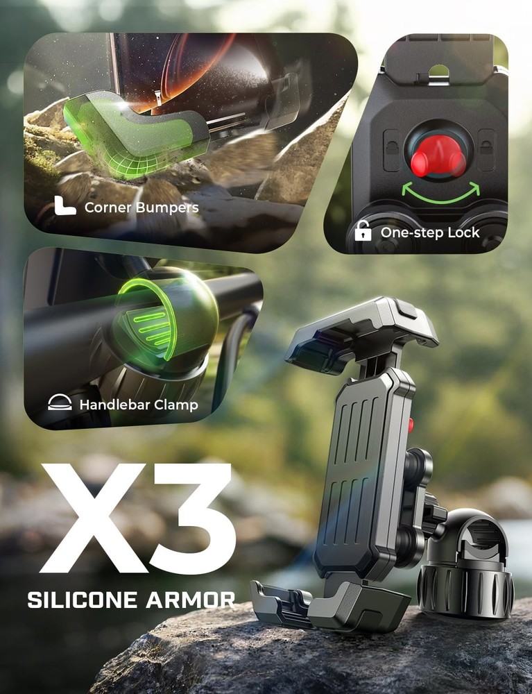 Bicycle Cell Phone Holder, [Shockproof], Bicycle Handlebar Holder