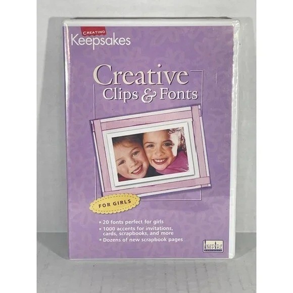 NEW Creating Keepsakes Creative Clips Fonts CD Windows Mac Scrapbooking sealed