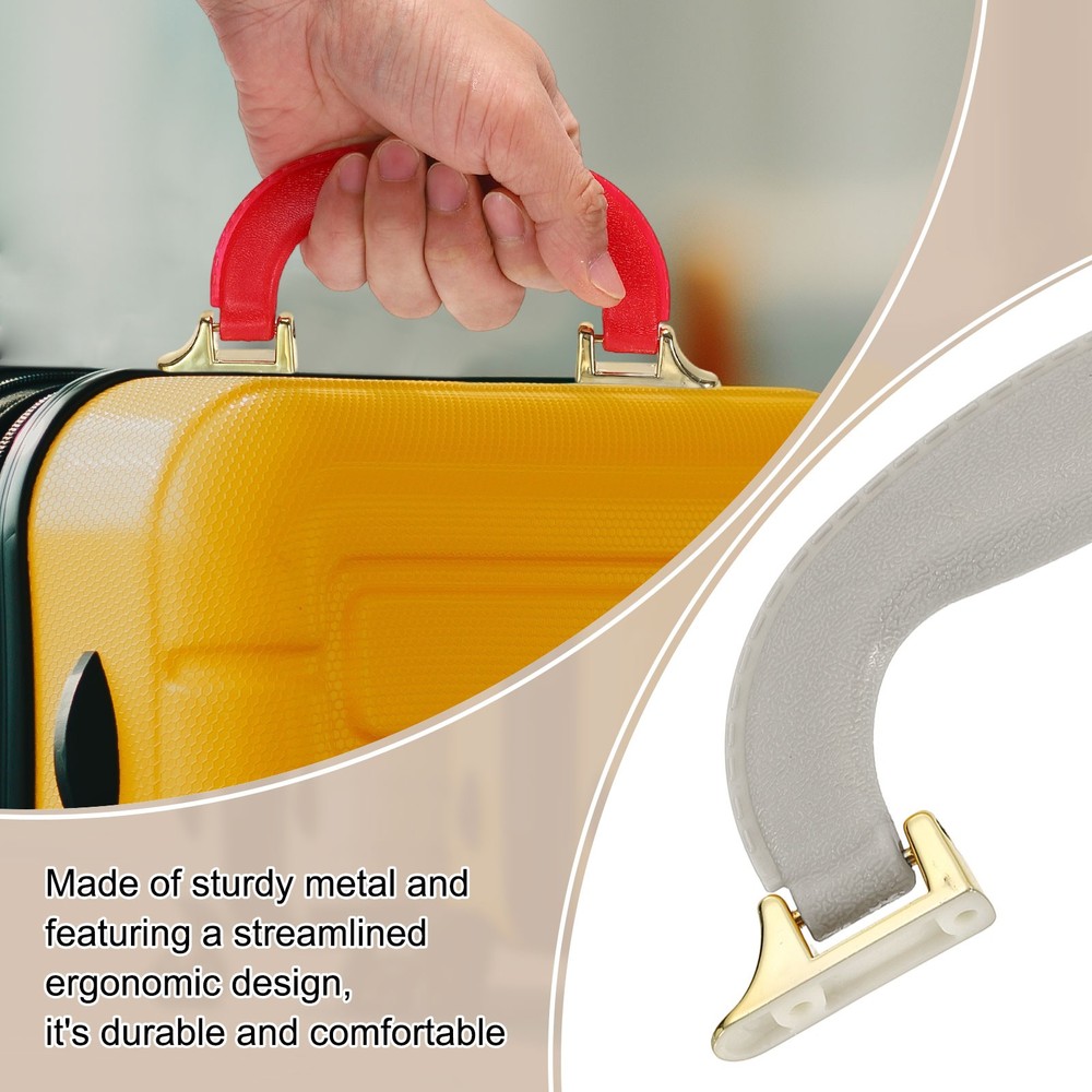 2Pcs Luggage Handle Plastic Pull Handle Grip Replacement with Screws Light Gray