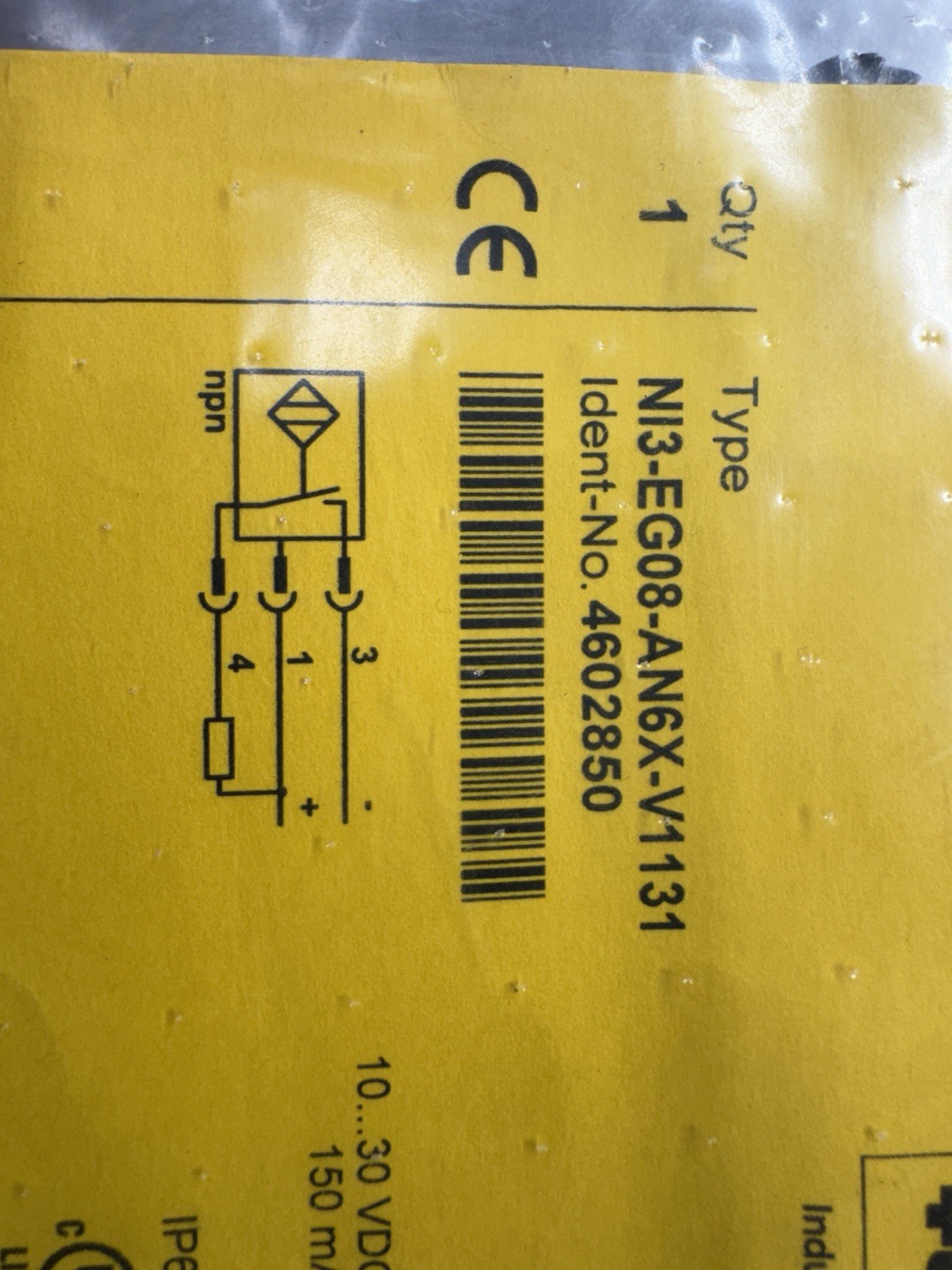 Proximity Switch TURCK NI3-EG08-AN6X-V1131 AND PKG 3Z-5 OR PKG 3Z-6 CABLE NEW