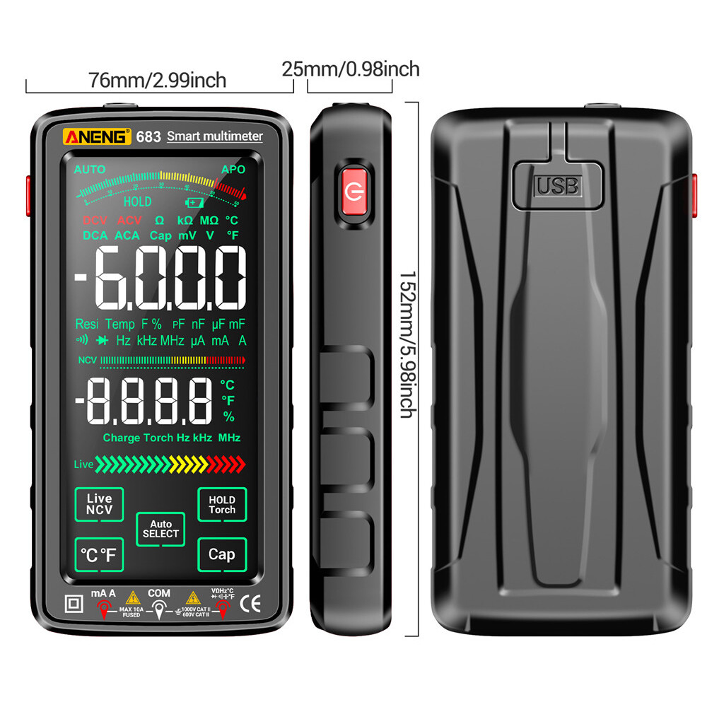 ANENG 683 682 681 Smart Digital Multimeter AC/DC Capacitance Meter Diode Tester