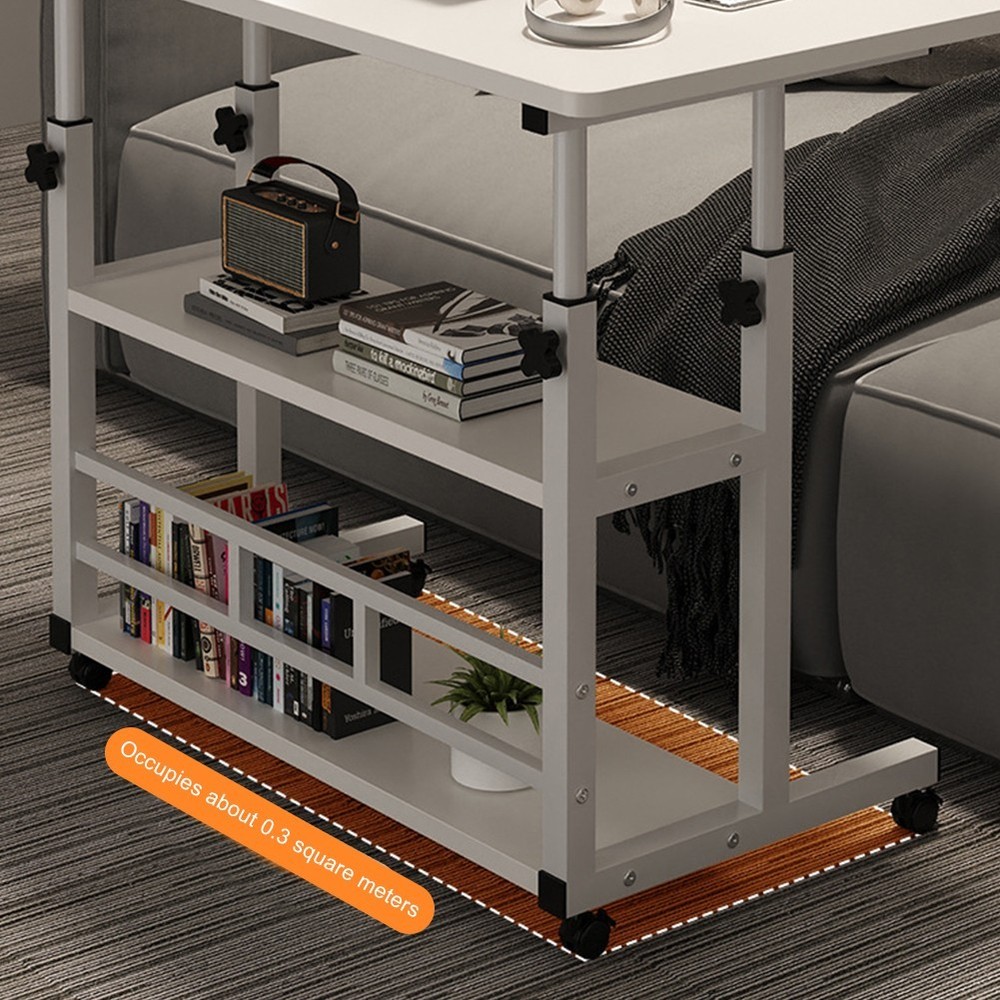 Rolling Laptop Desk Office Computer Table Stand Up Workstation Adjustable Height