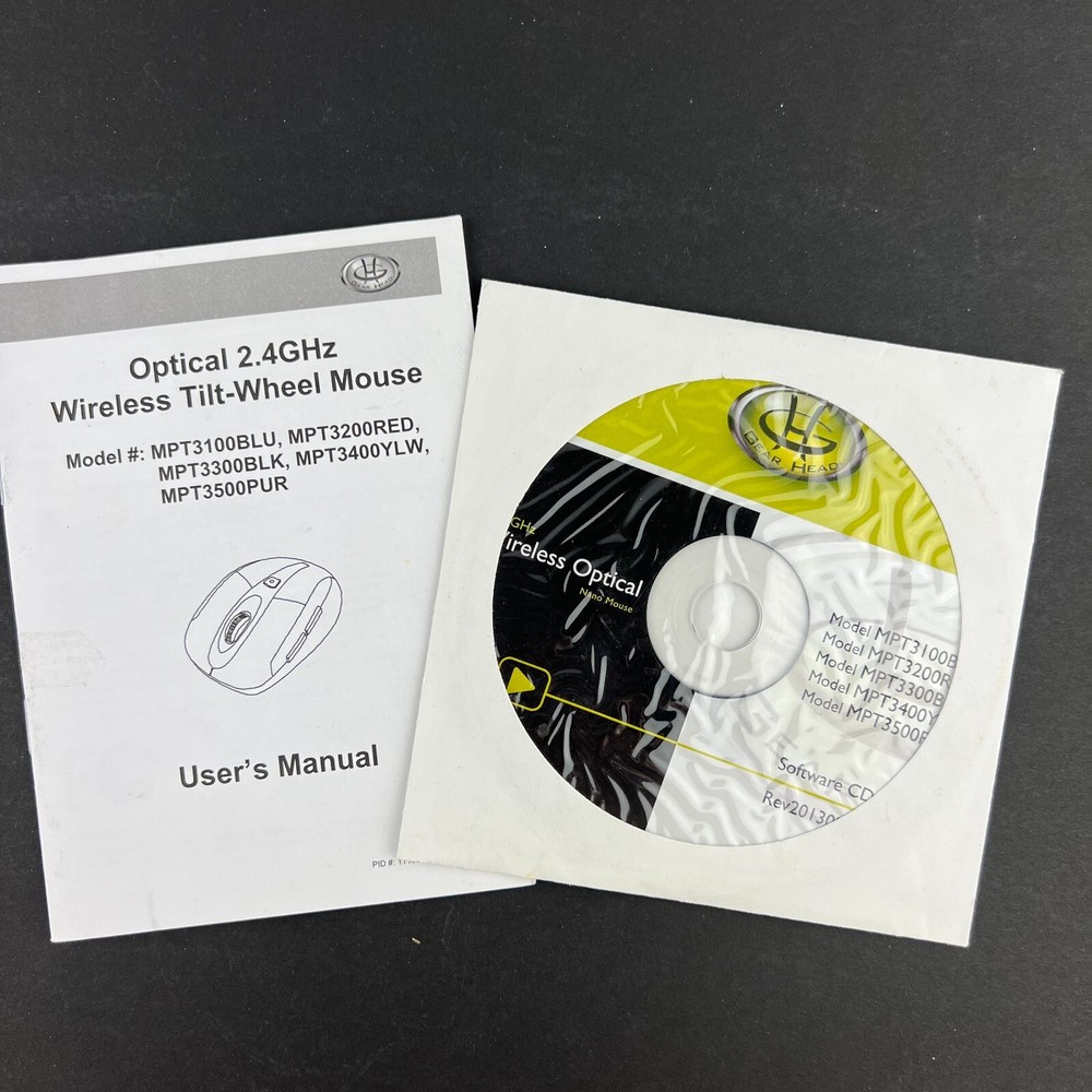 Optical 2.4GHz Wireless Tilt-Wheel Mouse Driver/Install CD Software/Instructions