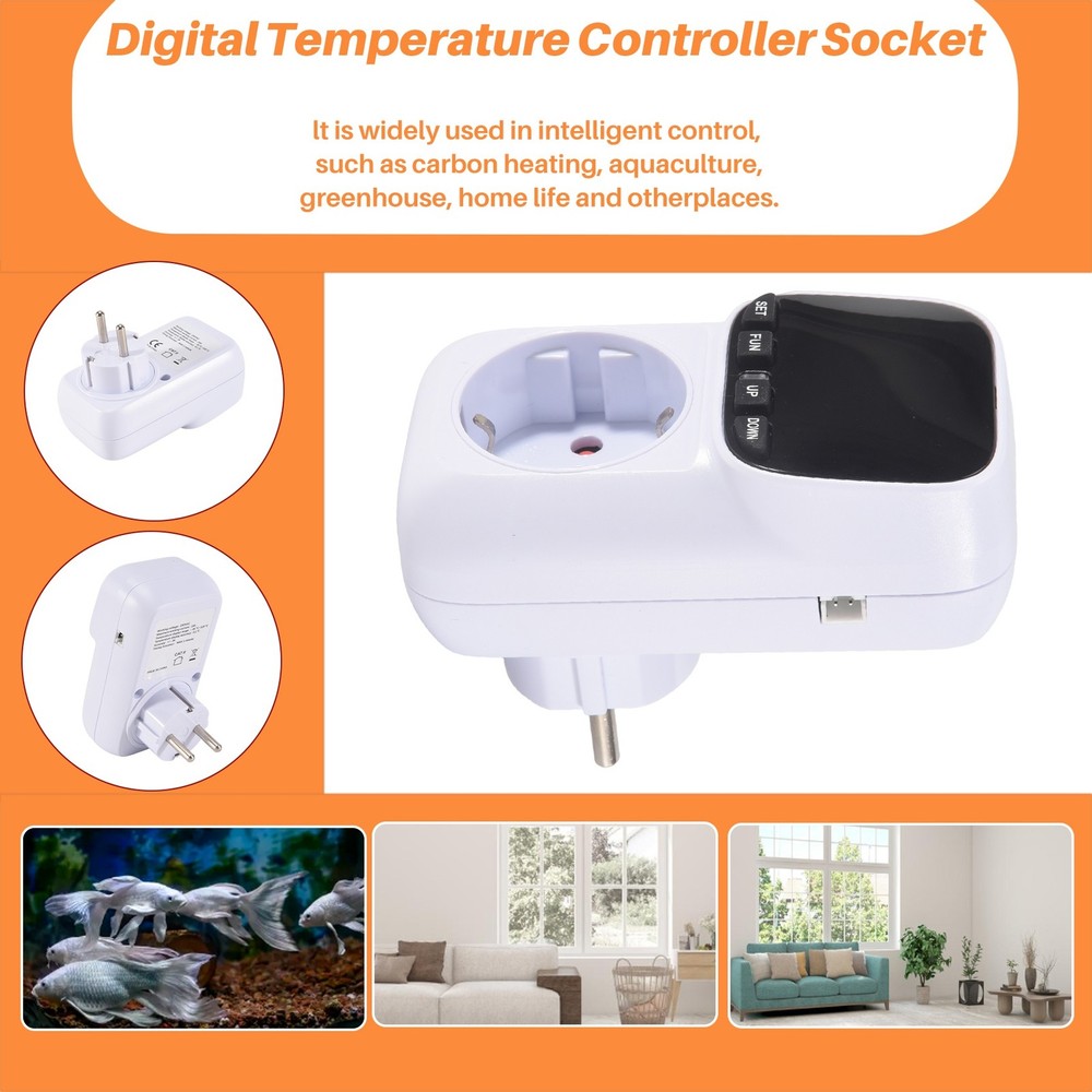 Digital Temperature Controller Socket Thermostat with Time Sensor Probe Heating/K9390