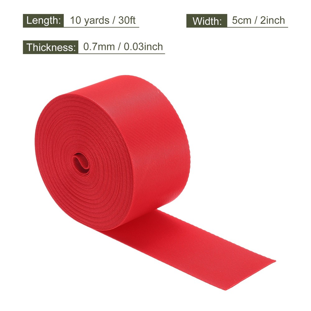 Flat Nylon Webbing Strap 2 Inch 10 Yards Bright Red for Backpack