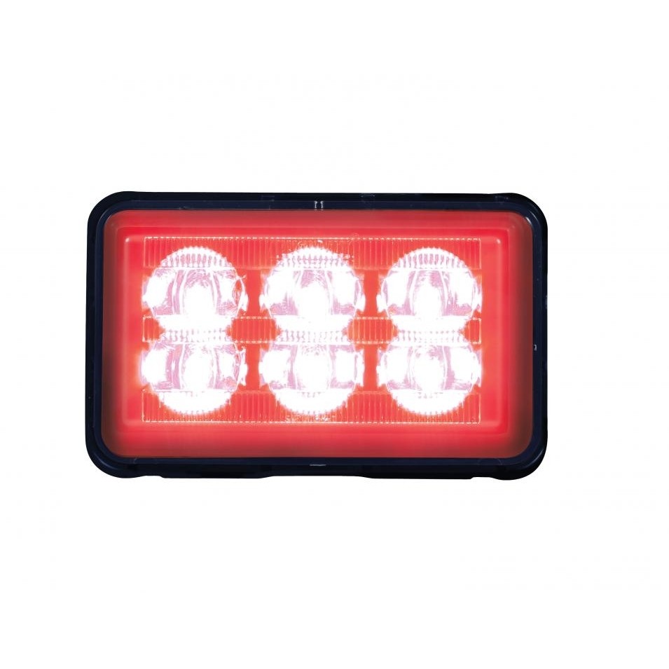 6 High Power LED Rectangular Warning Light w/ Bracket - Red LED